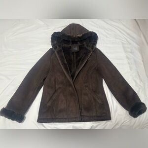 Braetan Brown Faux Fur Trim Trench Coat